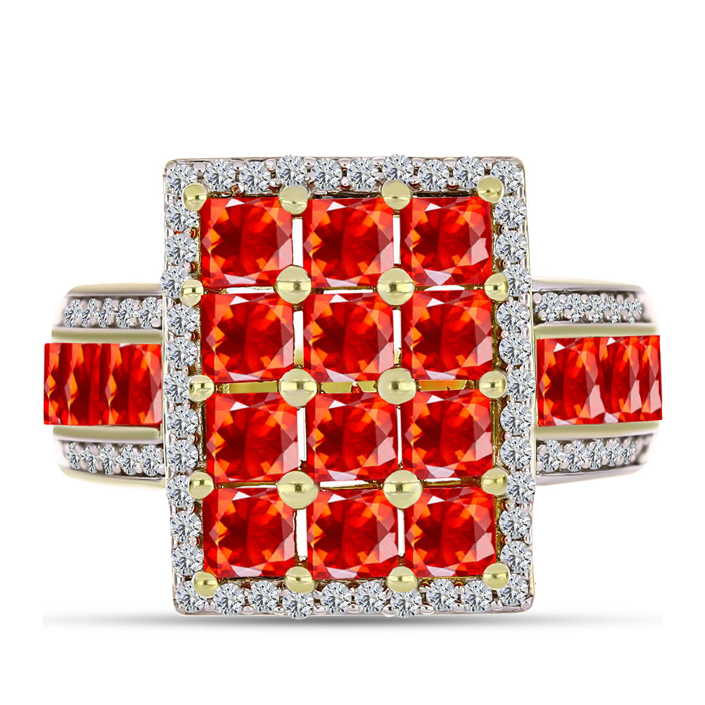 Inel din Argint 925 Placat cu Aur ( 6.74 grame ) cu Opal de Foc Lega Dembi și Topaz Alb 2.2 Carate 1 