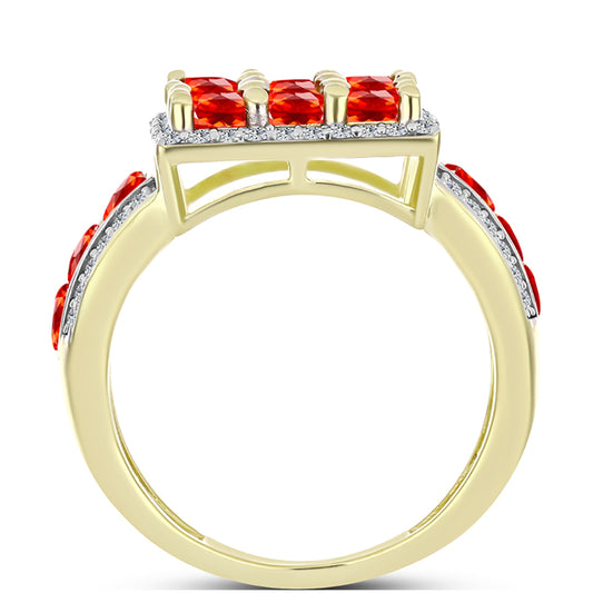 Inel din Argint 925 Placat cu Aur ( 6.74 grame ) cu Opal de Foc Lega Dembi și Topaz Alb 2.2 Carate