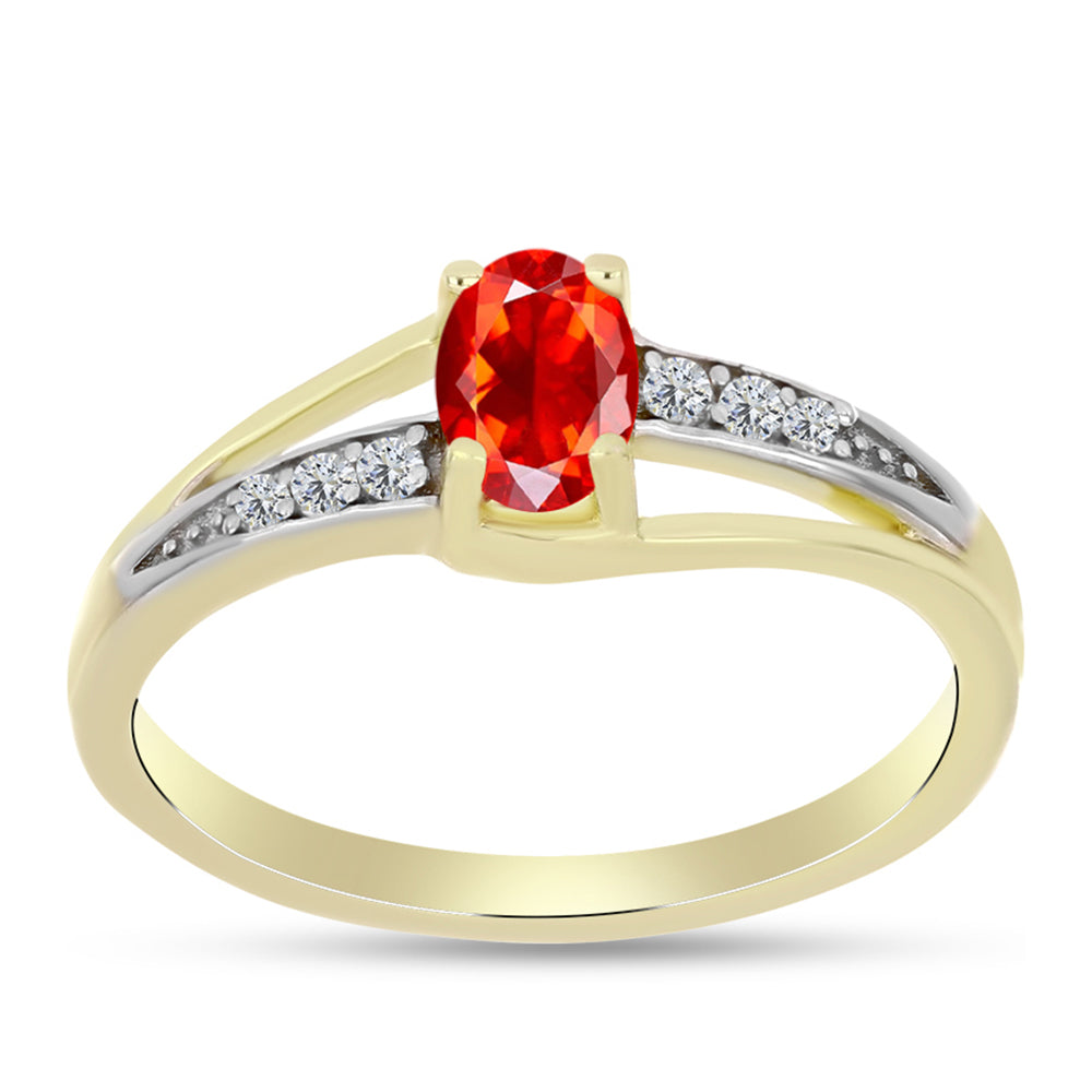 Inel din Argint 925 Placat cu Aur ( 2.2 grame ) cu Opal de Foc Lega Dembi și Topaz Alb 0.39 Carate 3 