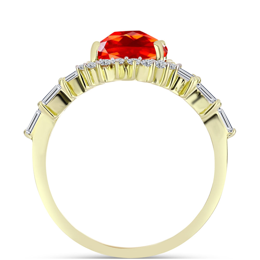 Inel din Argint 925 Placat cu Aur ( 2.8 grame ) cu Opal de Foc Lega Dembi și Zircon Alb 3.17 Carate 2 