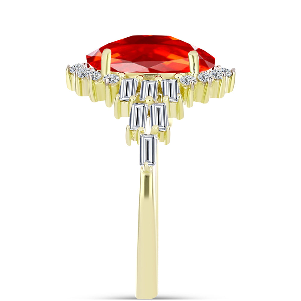 Inel din Argint 925 Placat cu Aur ( 2.8 grame ) cu Opal de Foc Lega Dembi și Zircon Alb 3.17 Carate 4 