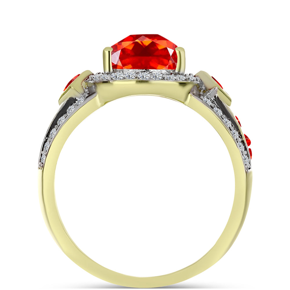 Inel din Argint 925 Placat cu Aur ( 4.81 grame ) cu Opal de Foc Lega Dembi și Topaz Alb 2.2 Carate 2 