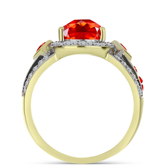 Inel din Argint 925 Placat cu Aur ( 4.81 grame ) cu Opal de Foc Lega Dembi și Topaz Alb 2.2 Carate