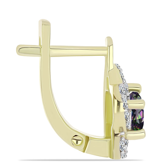 Cercei din Argint 925 Placat cu Aur ( 3.24 grame ) cu Cuarț Hematit Verde Mistic și Topaz Alb 1.16 Carate