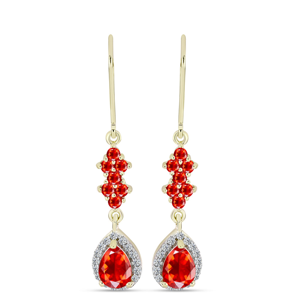 Cercei din Argint 925 Placat cu Aur ( 2.68 grame ) cu Opal de Foc Lega Dembi și Topaz Alb 1.46 Carate 1 