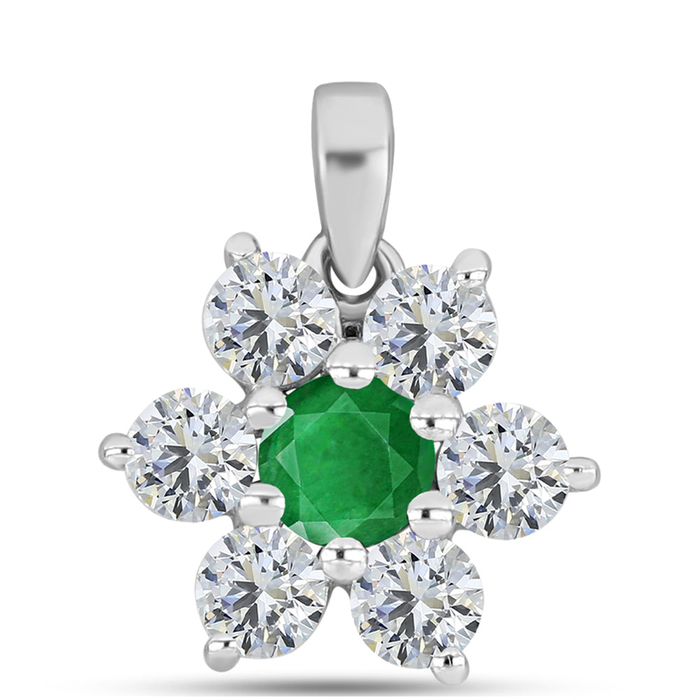 Pandantiv din Argint 925 ( 1.23 grame ) cu Smarald Zambian și Topaz Alb 1.55 Carate