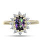 Inel din Argint 925 Placat cu Aur ( 2.29 grame ) cu Cuarț Hematit Verde Mistic și Topaz Alb 1.5 Carate