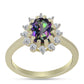 Inel din Argint 925 Placat cu Aur ( 2.29 grame ) cu Cuarț Hematit Verde Mistic și Topaz Alb 1.5 Carate