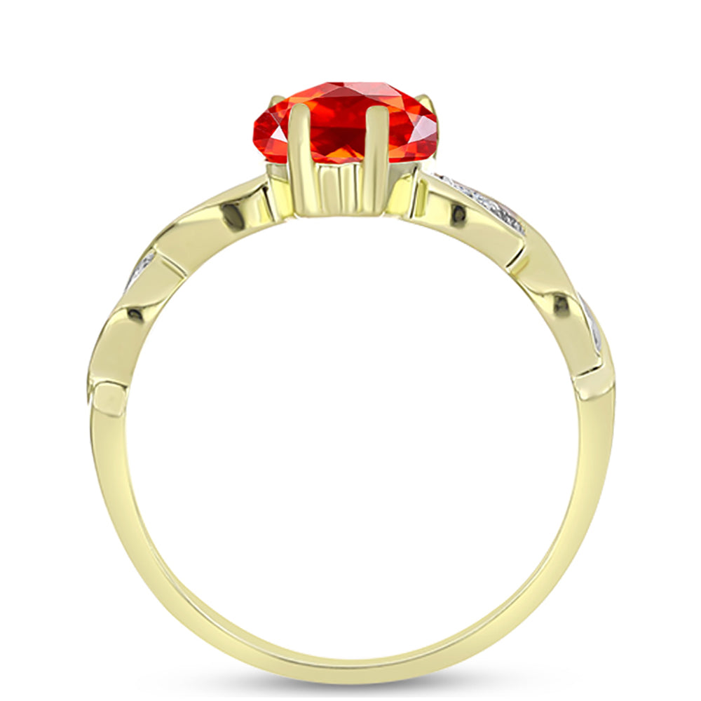 Inel din Argint 925 Placat cu Aur ( 2.09 grame ) cu Opal de Foc Lega Dembi și Topaz Alb 1.29 Carate 2 