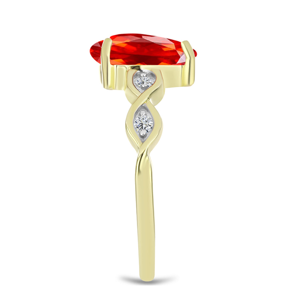 Inel din Argint 925 Placat cu Aur ( 2.09 grame ) cu Opal de Foc Lega Dembi și Topaz Alb 1.29 Carate 4 