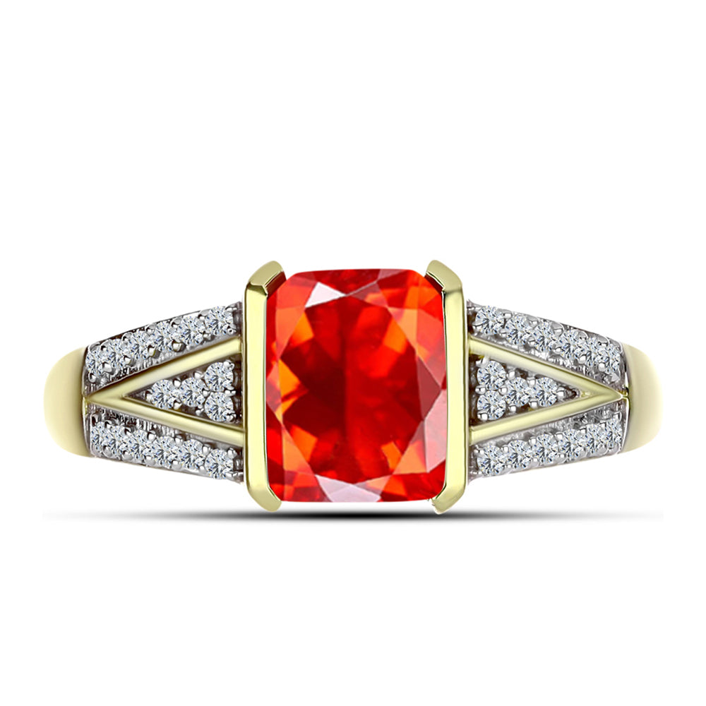 Inel din Argint 925 Placat cu Aur ( 3.15 grame ) cu Opal de Foc Lega Dembi și Topaz Alb 1.2 Carate 1 