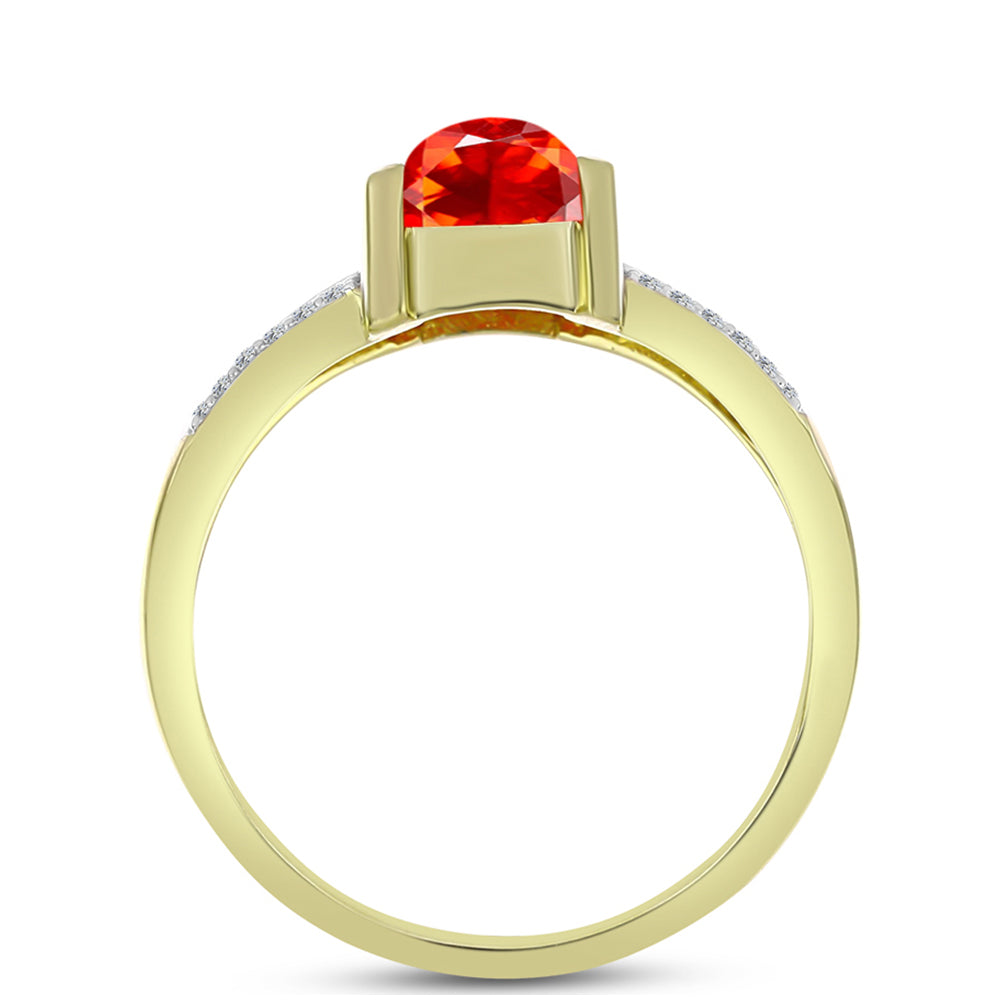 Inel din Argint 925 Placat cu Aur ( 3.15 grame ) cu Opal de Foc Lega Dembi și Topaz Alb 1.2 Carate 2 