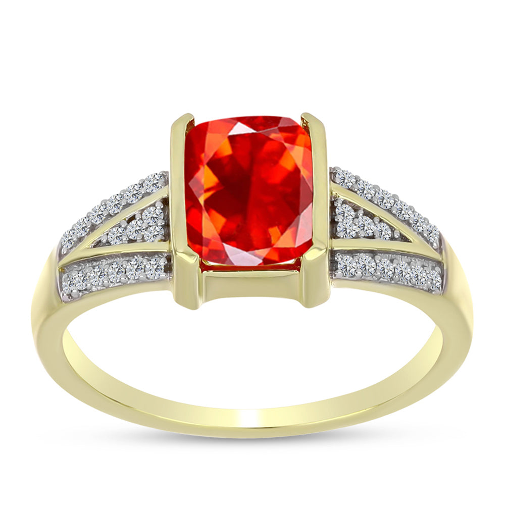 Inel din Argint 925 Placat cu Aur ( 3.15 grame ) cu Opal de Foc Lega Dembi și Topaz Alb 1.2 Carate 3 