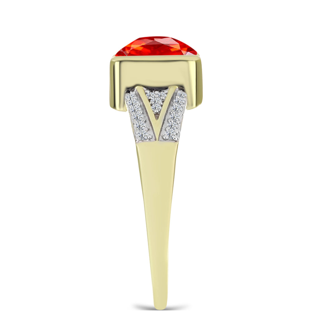 Inel din Argint 925 Placat cu Aur ( 3.15 grame ) cu Opal de Foc Lega Dembi și Topaz Alb 1.2 Carate 4 