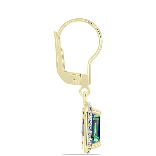 Cercei din Argint 925 Placat cu Aur ( 1.84 grame ) cu Cuarț Hematit Verde Mistic și Topaz Alb 2.06 Carate