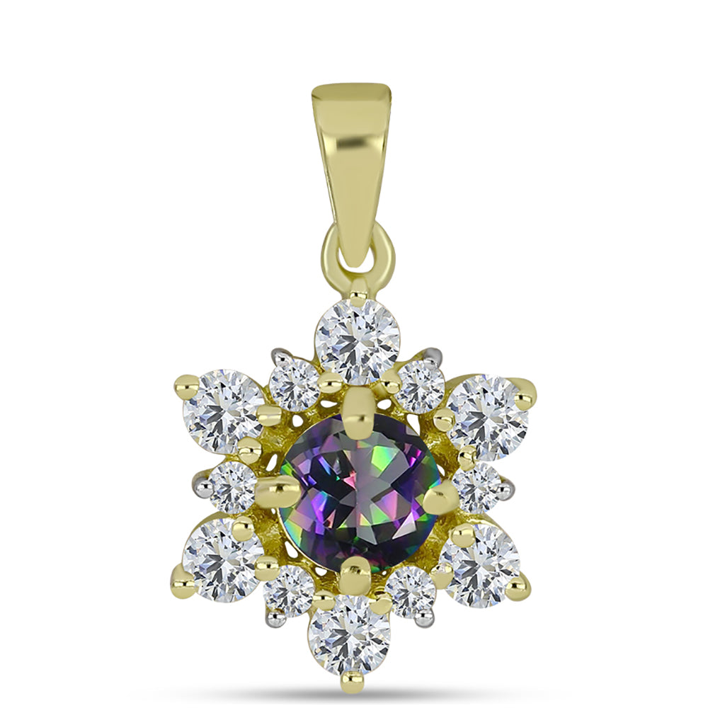 Pandantiv din Argint 925 Placat cu Aur ( 1.48 grame ) cu Cuarț Hematit Verde Mistic și Topaz Alb 1.79 Carate 1 