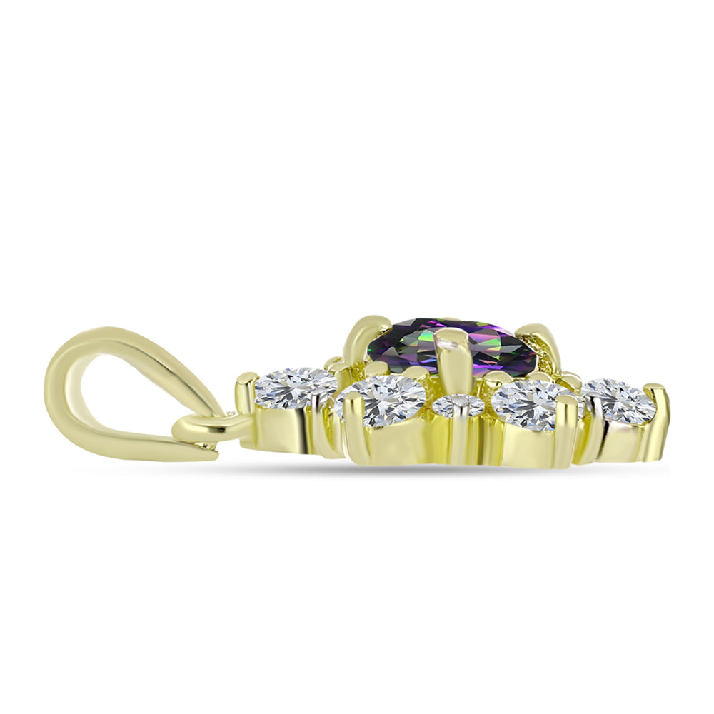 Pandantiv din Argint 925 Placat cu Aur ( 1.48 grame ) cu Cuarț Hematit Verde Mistic și Topaz Alb 1.79 Carate 2 