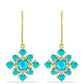 Cercei din Argint 925 Placat cu Aur ( 3.76 grame ) cu Jad albastru și Topaz Alb 2.72 Carate