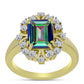 Inel din Argint 925 Placat cu Aur ( 3.16 grame ) cu Cuarț Hematit Verde Mistic și Topaz Alb 2.45 Carate