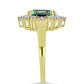 Inel din Argint 925 Placat cu Aur ( 3.16 grame ) cu Cuarț Hematit Verde Mistic și Topaz Alb 2.45 Carate