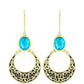 Cercei din Argint 925 Placat cu Aur ( 6.66 grame ) cu Jad albastru 3.27 Carate