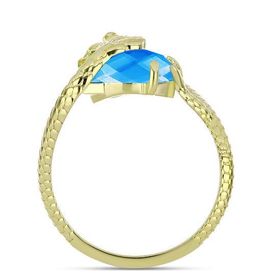 Inel din Argint 925 Placat cu Aur ( 4.36 grame ) cu Jad albastru 3.99 Carate