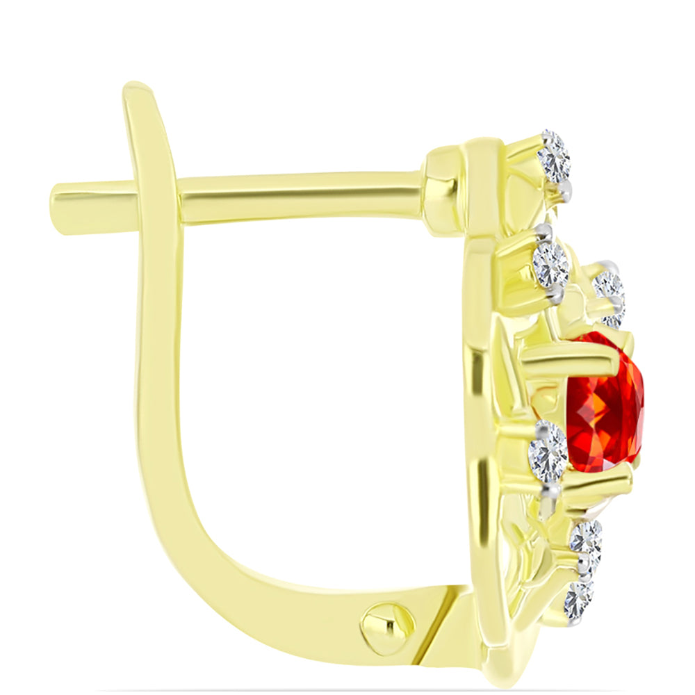 Cercei din Argint 925 Placat cu Aur ( 4.5 grame ) cu Opal de Foc Lega Dembi și Topaz Alb 0.62 Carate 2 