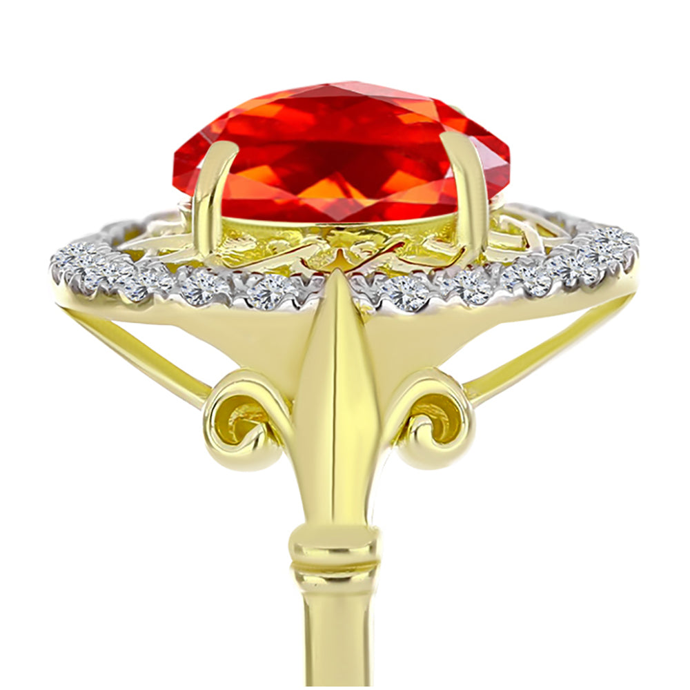 Inel din Argint 925 Placat cu Aur ( 4.04 grame ) cu Opal de Foc Lega Dembi și Topaz Alb 1.99 Carate 4 