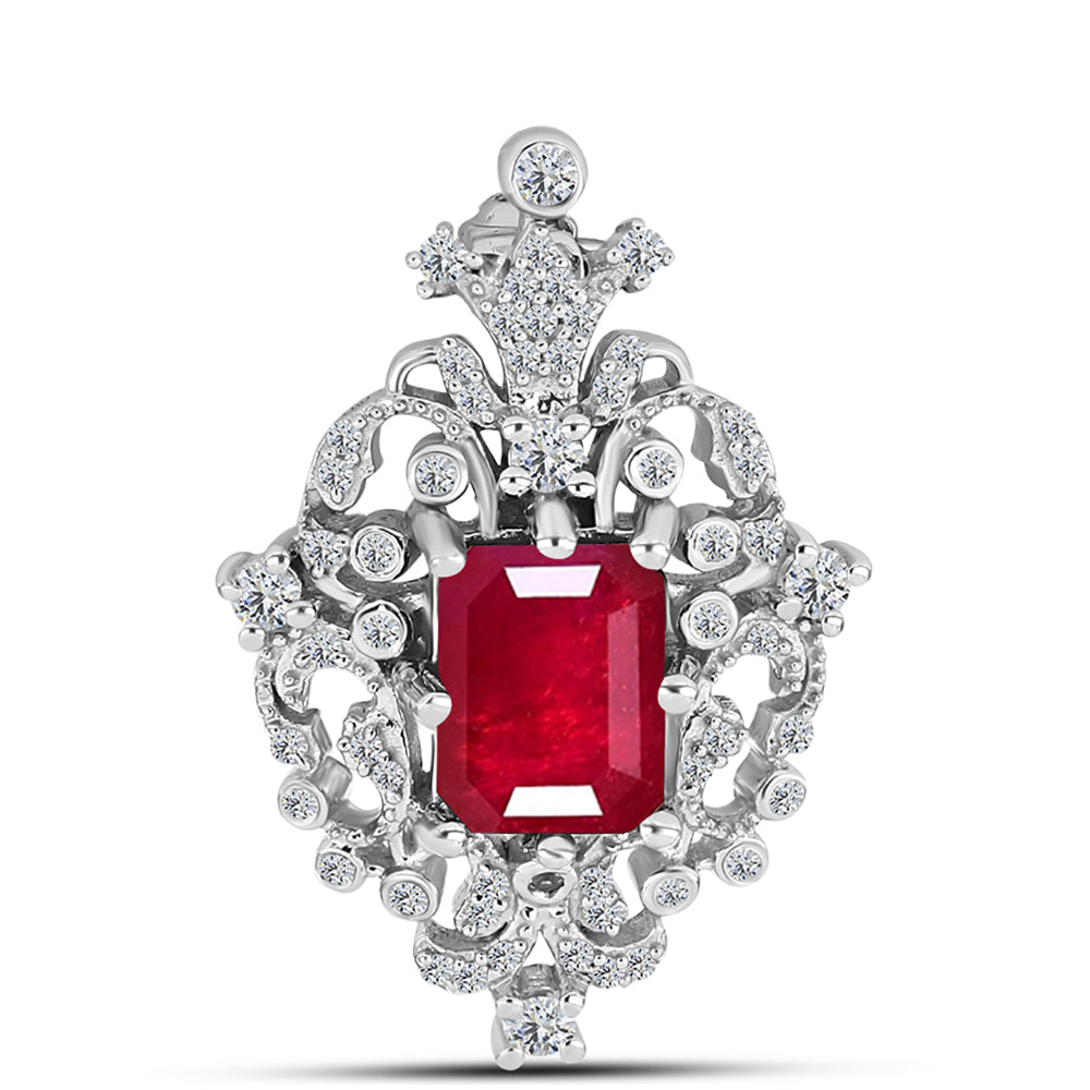 Broşă din Argint 925 ( 3.18 grame ) cu Rubin Malagasy și Topaz Alb 2.54 Carate