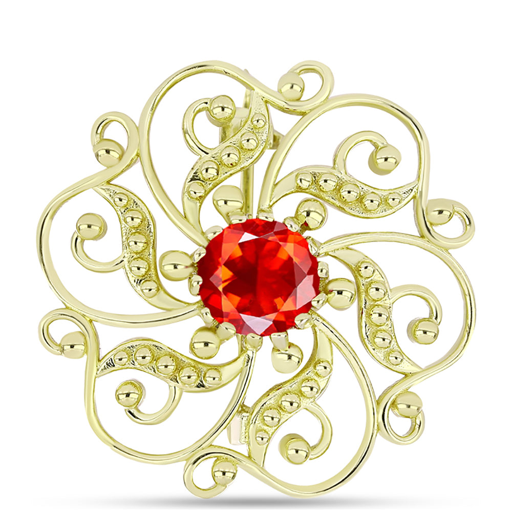 Broşă din Argint 925 Placat cu Aur ( 5.08 grame ) cu Opal de Foc Lega Dembi 0.78 Carate 1 