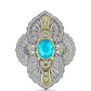 Broşă din Argint 925 Placat cu Aur ( 8.93 grame ) cu Jad albastru și Topaz Alb 8.46 Carate
