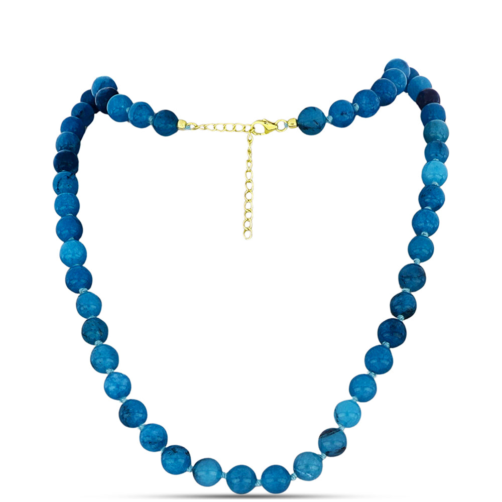 Colier din Argint 925 Placat cu Aur ( 0.83 grame ) cu Jad albastru 164.26 Carate 2 
