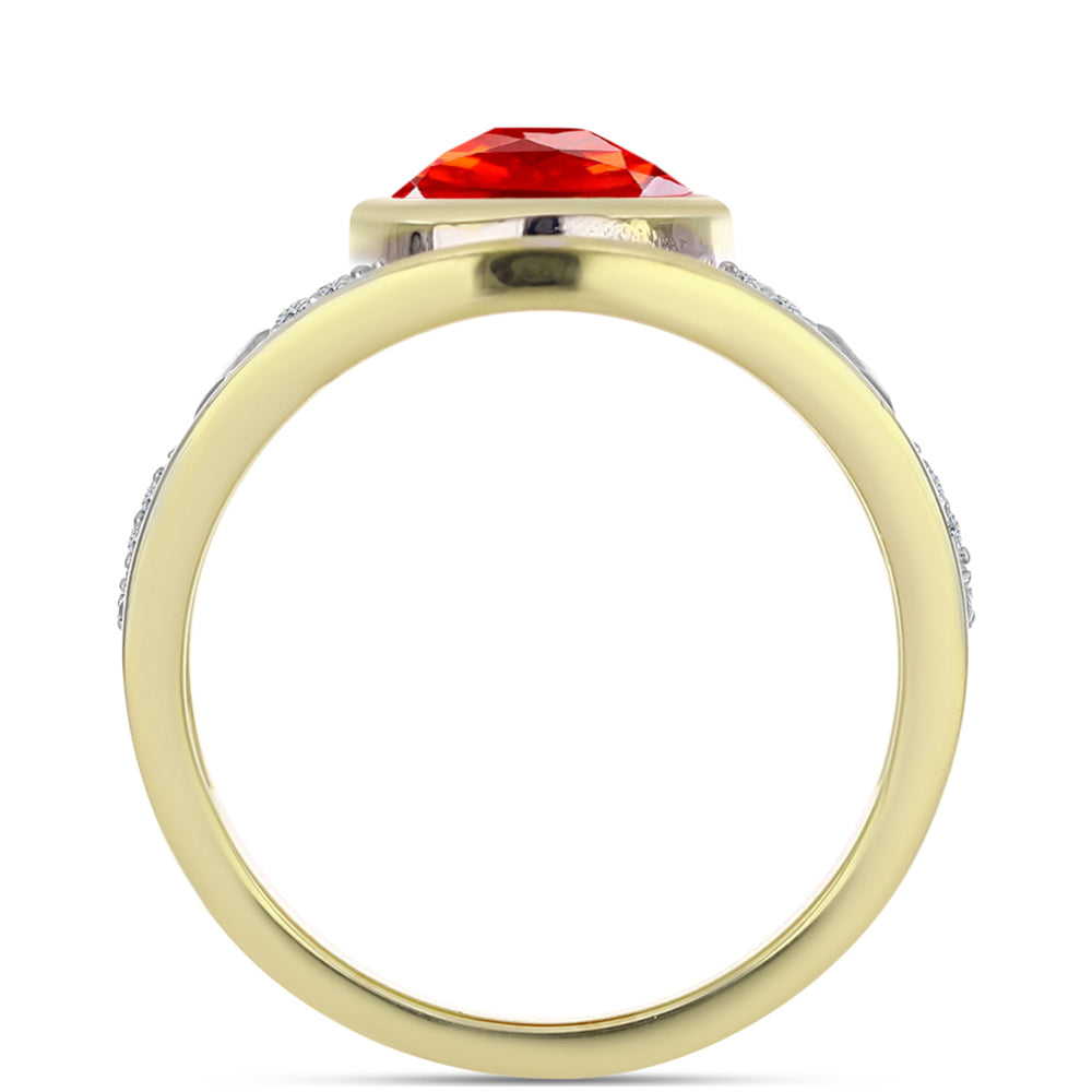 Inel din Argint 925 Placat cu Aur ( 5.43 grame ) cu Opal de Foc Lega Dembi și Zircon Alb 2.01 Carate 2 