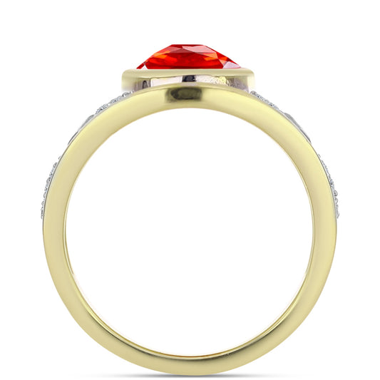 Inel din Argint 925 Placat cu Aur ( 5.43 grame ) cu Opal de Foc Lega Dembi și Zircon Alb 2.01 Carate