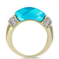 Inel din Argint 925 Placat cu Aur ( 5.18 grame ) cu Jad albastru și Topaz Alb 7.35 Carate