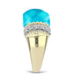 Inel din Argint 925 Placat cu Aur ( 5.18 grame ) cu Jad albastru și Topaz Alb 7.35 Carate