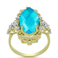 Inel din Argint 925 Placat cu Aur ( 4.7 grame ) cu Jad albastru și Topaz Alb 7.23 Carate