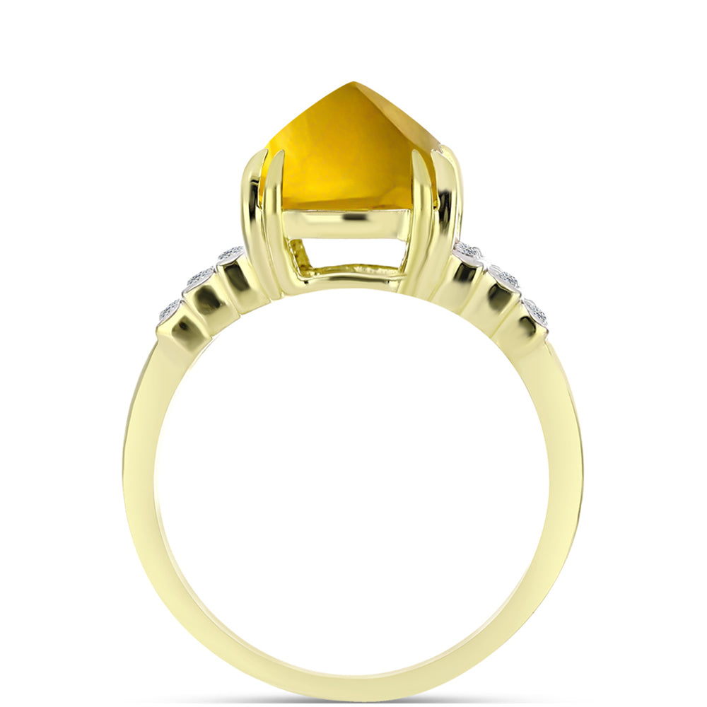 Inel din Argint 925 Placat cu Aur ( 3.22 grame ) cu Cuarț Coniac și Topaz Alb 3.77 Carate