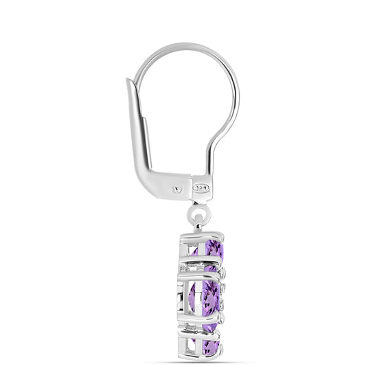 Cercei din Argint 925 ( 2.77 grame ) cu Ametist Rose de France și Topaz Alb 3.37 Carate