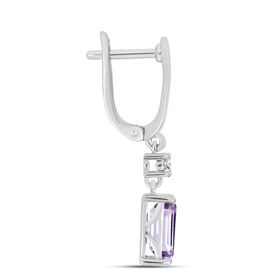 Cercei din Argint 925 ( 4.01 grame ) cu Ametist Rose de France și Topaz Alb 5.23 Carate