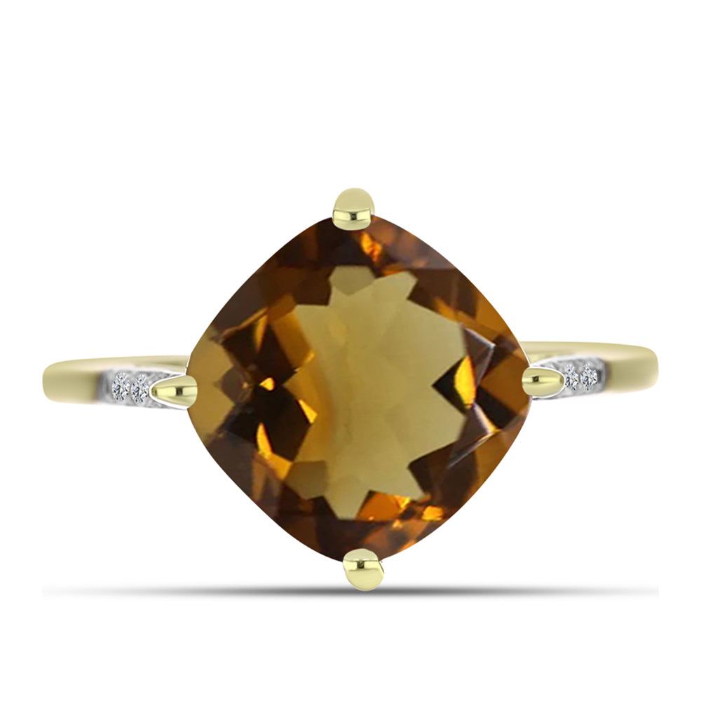 Inel din Argint 925 Placat cu Aur ( 2.06 grame ) cu Cuarț Coniac și Topaz Alb 4.67 Carate