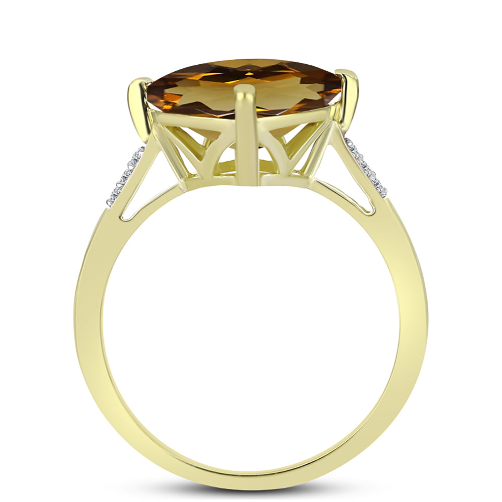 Inel din Argint 925 Placat cu Aur ( 2.06 grame ) cu Cuarț Coniac și Topaz Alb 4.67 Carate 2 