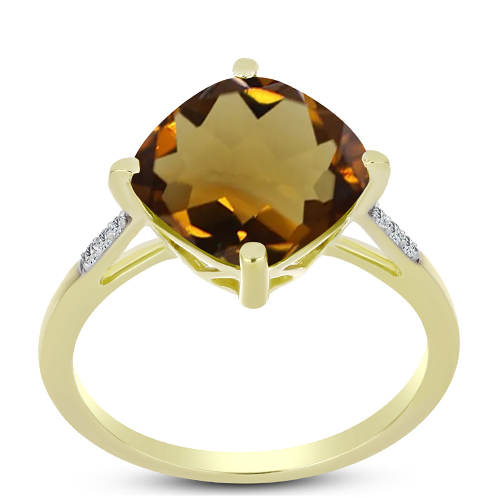 Inel din Argint 925 Placat cu Aur ( 2.06 grame ) cu Cuarț Coniac și Topaz Alb 4.67 Carate 3 