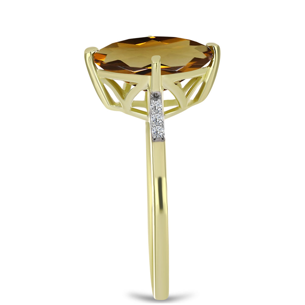 Inel din Argint 925 Placat cu Aur ( 2.06 grame ) cu Cuarț Coniac și Topaz Alb 4.67 Carate