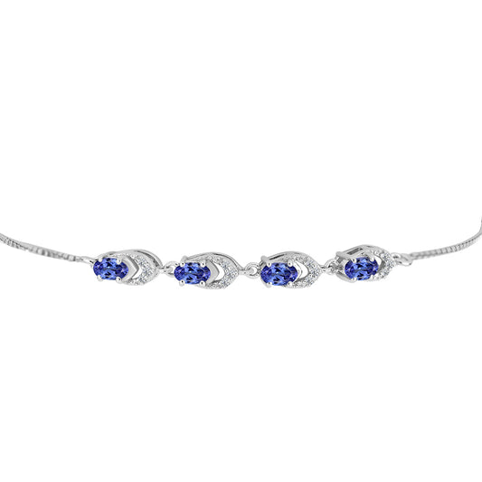 Brățară din Argint 925 ( 3.85 grame ) cu Tanzanit AAA și Diamant Alb 0.97 Carate