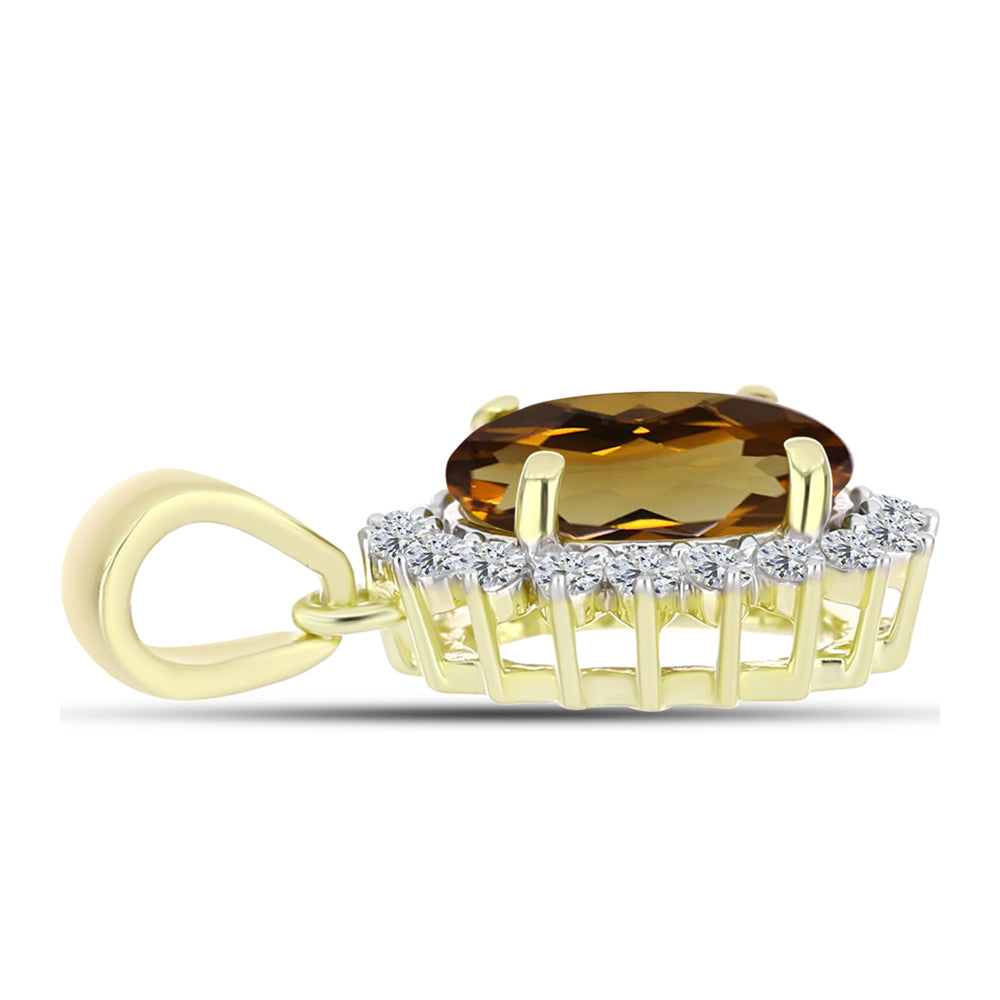 Pandantiv din Argint 925 Placat cu Aur ( 1.19 grame ) cu Cuarț Coniac și Topaz Alb 2.02 Carate