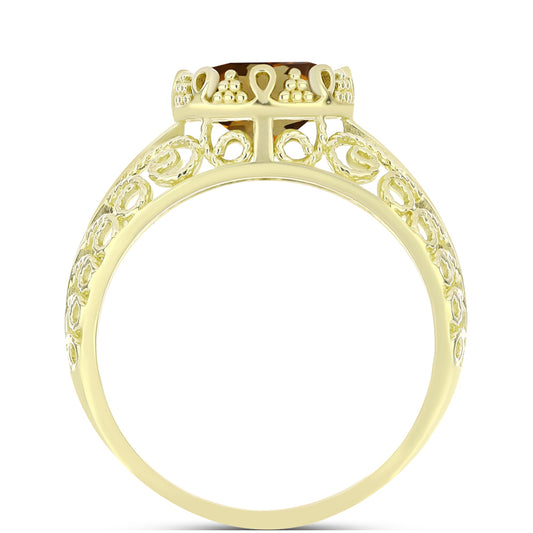 Inel din Argint 925 Placat cu Aur ( 3.55 grame ) cu Cuarț Coniac 2.34 Carate