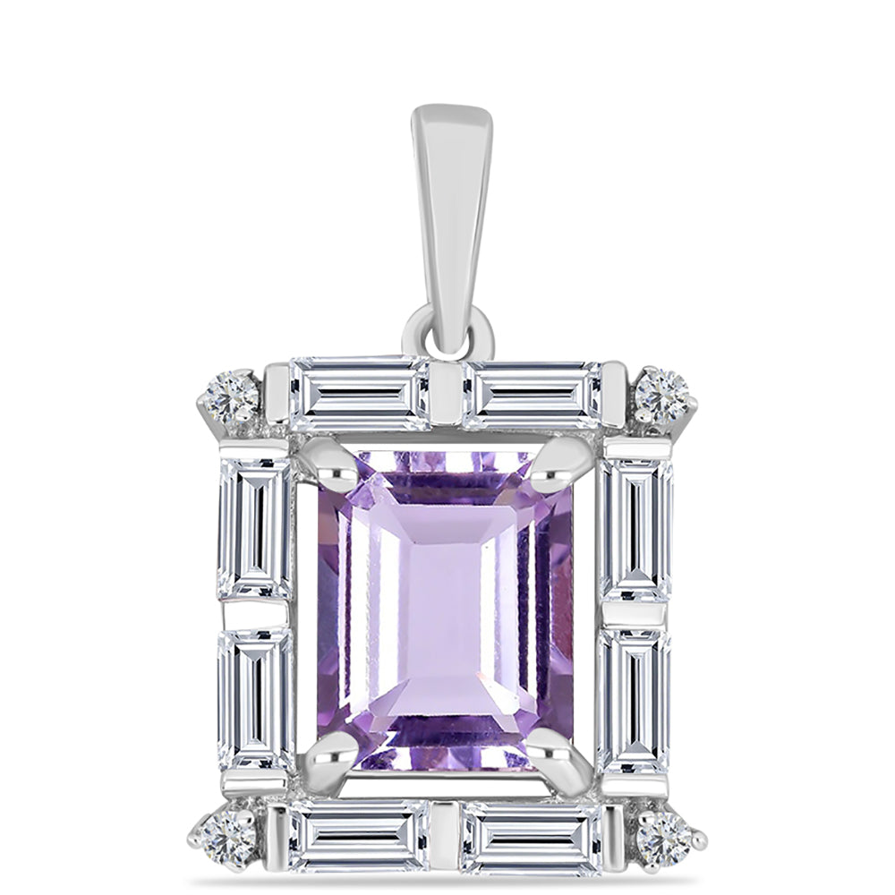 Pandantiv din Argint 925 ( 1.66 grame ) cu Ametist Rose de France și Topaz Alb 3.15 Carate