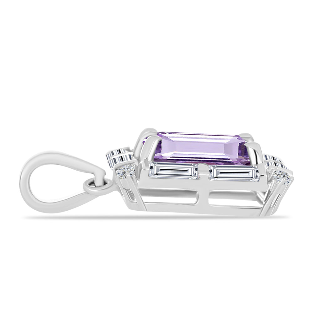 Pandantiv din Argint 925 ( 1.66 grame ) cu Ametist Rose de France și Topaz Alb 3.15 Carate