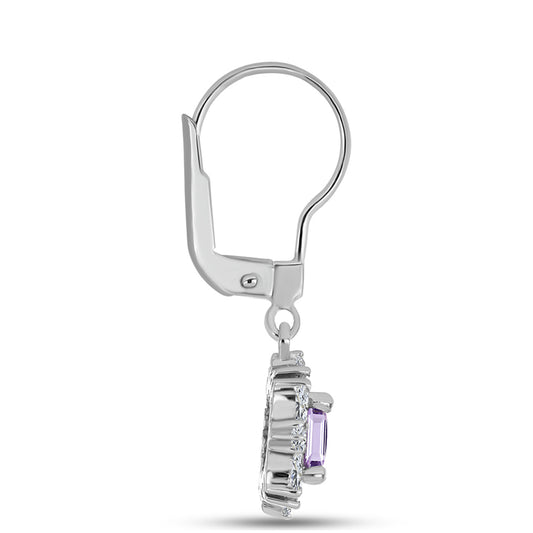 Cercei din Argint 925 ( 2.53 grame ) cu Ametist Rose de France și Zircon Alb 2.12 Carate
